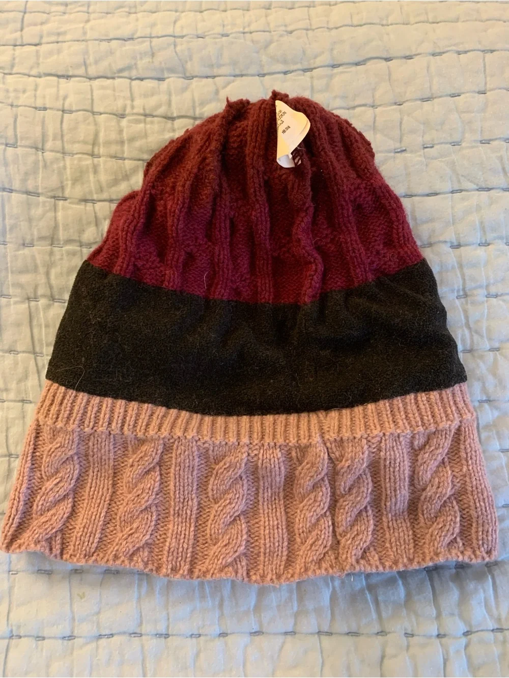 Patagonia Two-Tone Pom Beanie - Burgundy & Pink